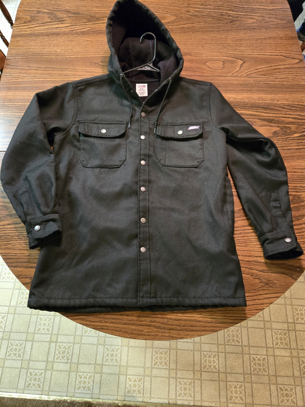 Dickies Black Hooded Snap-Front Shirt Jacket